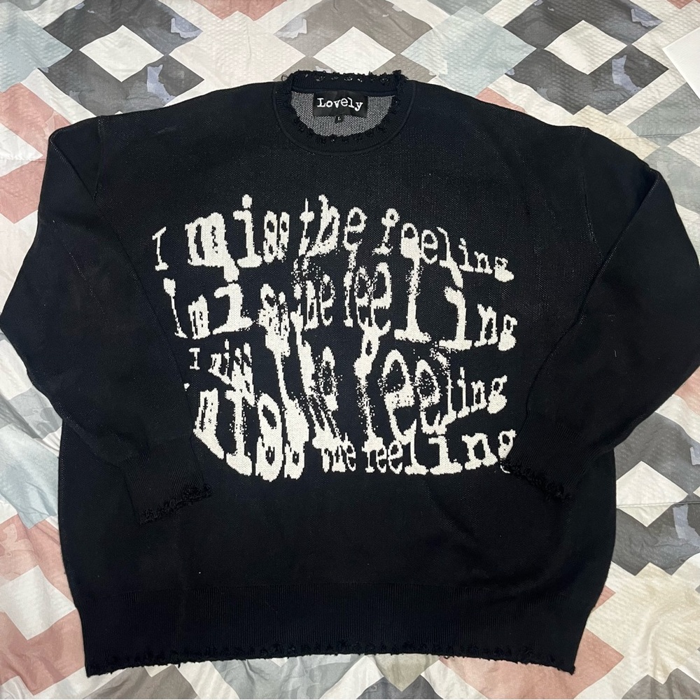 Artistic Black and White Crewneck Sweater